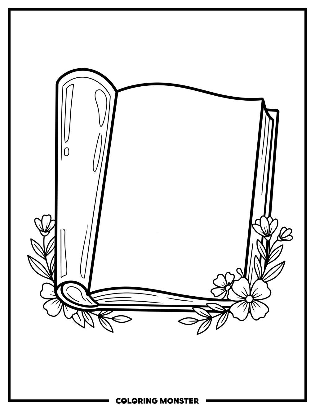 Open Book With Inspirational Quote Coloring Page