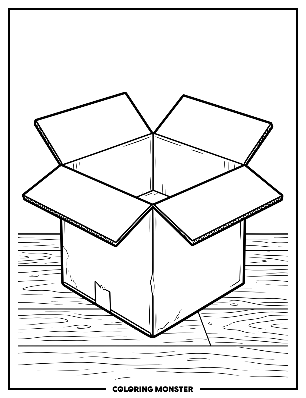 Open Cardboard Box Coloring Page
