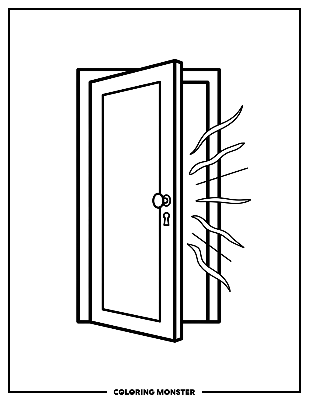 Open Door With Light Coloring Page