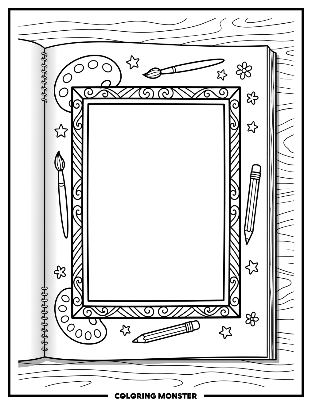 Open Frame Waiting For Art Coloring Page