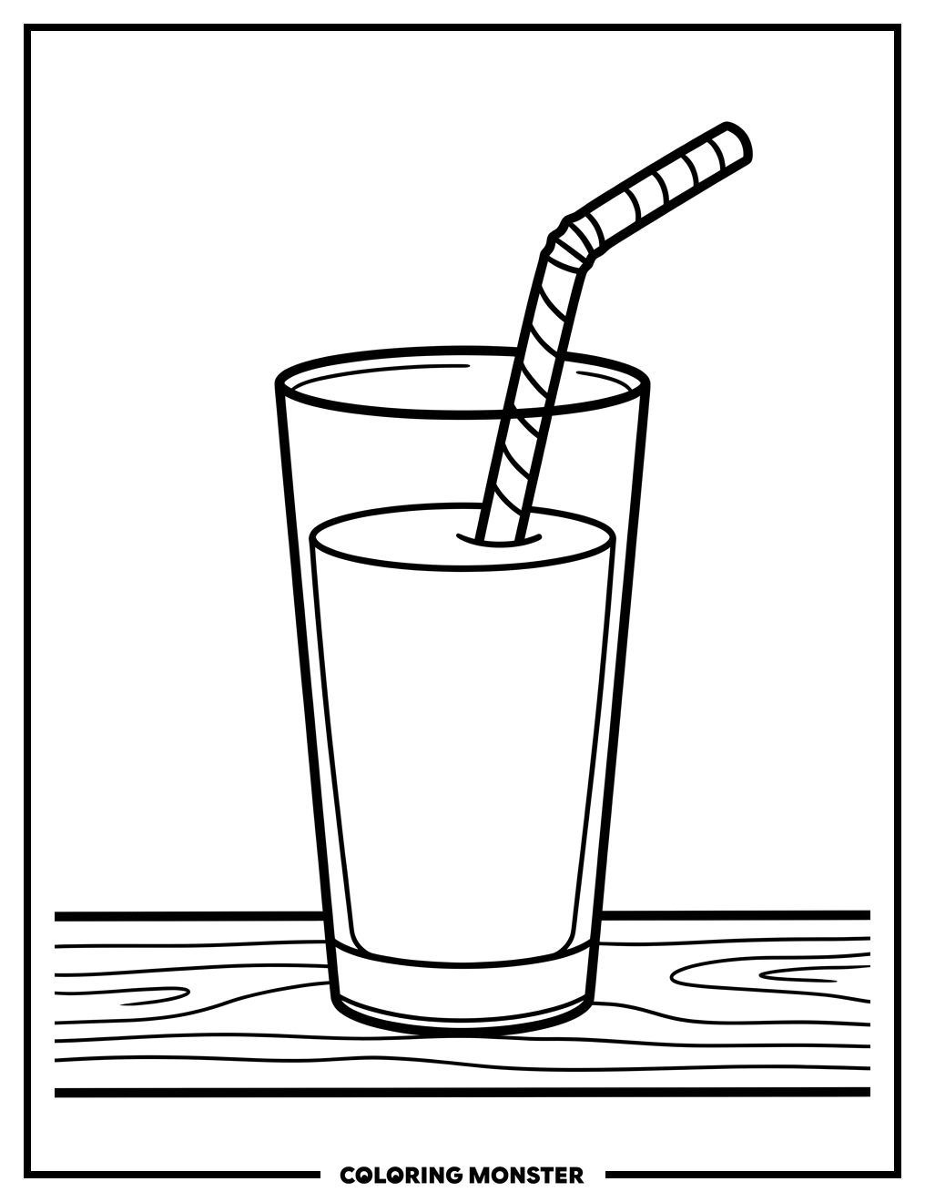 Orange Juice in Glass Coloring Page