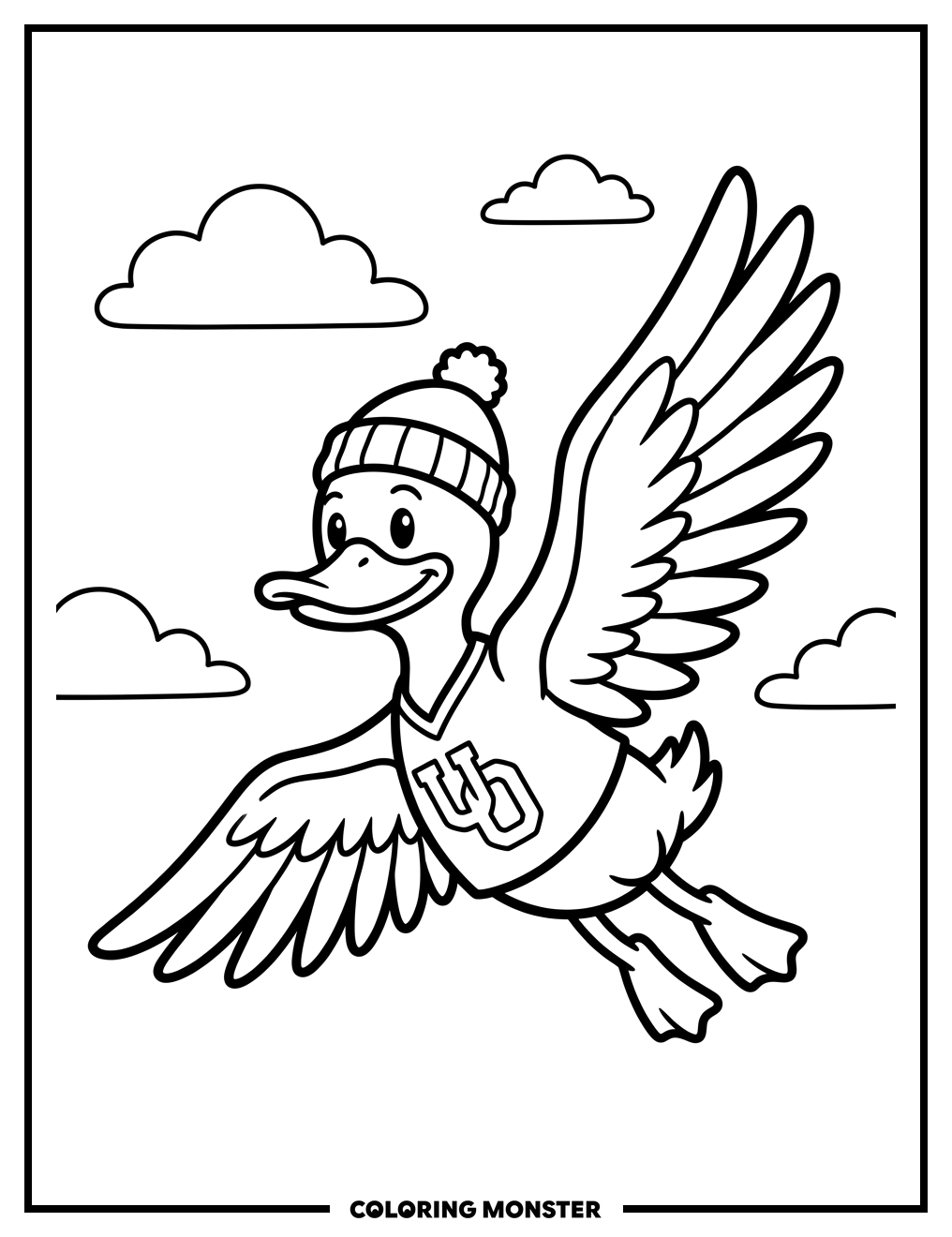Oregon Duck Flying Coloring Page