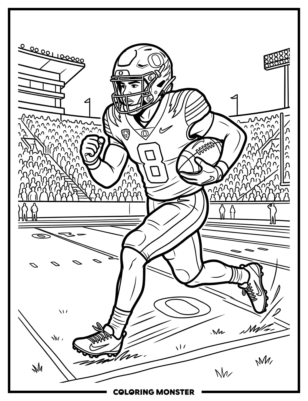 Oregon Ducks Football Player Running Coloring Page