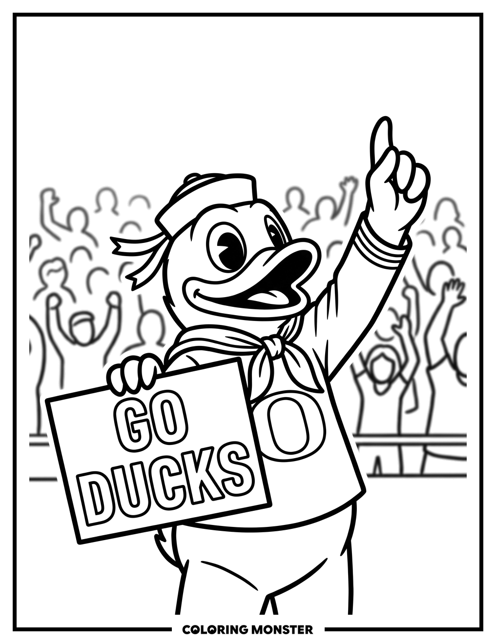 Oregon Ducks Mascot Cheering Coloring Page