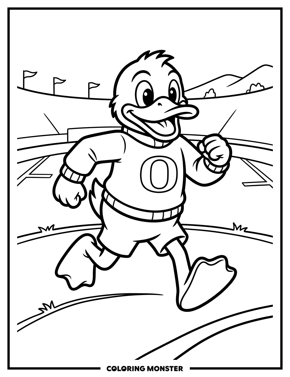 Oregon Ducks Mascot Running Coloring Page