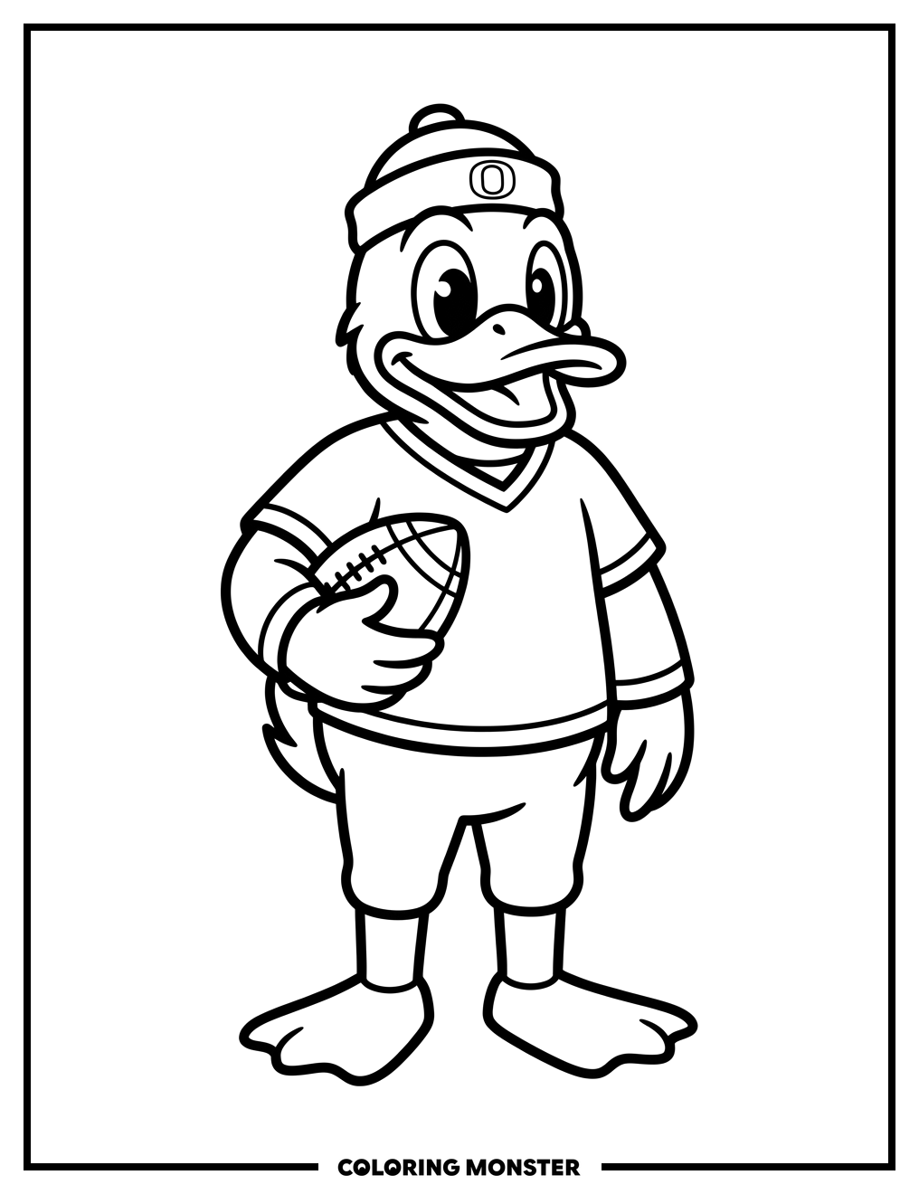 Oregon Ducks Mascot with Football Coloring Page