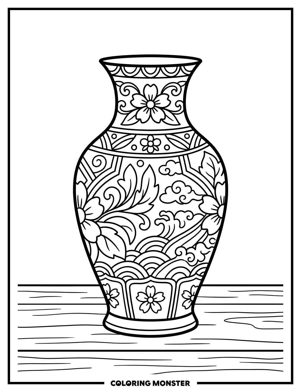 Oriental Vase Coloring Page