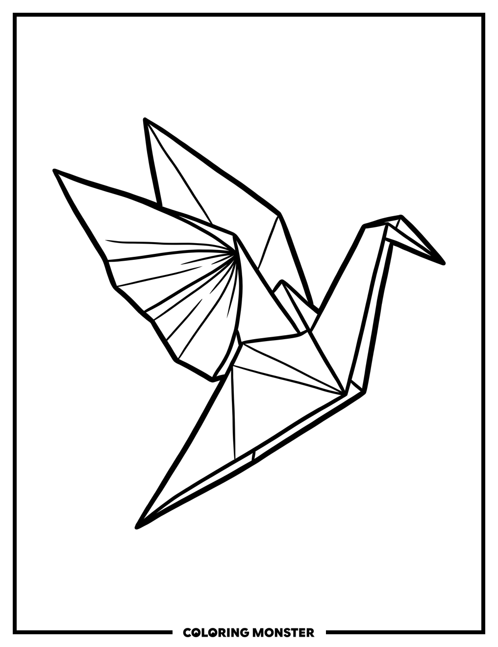 Origami Crane in Flight Coloring Page
