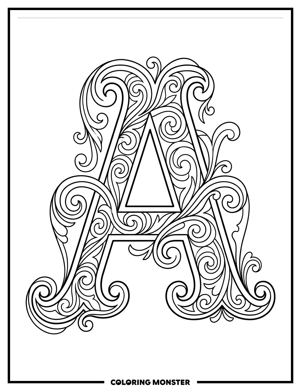 Ornate Capital Letter A Coloring Page
