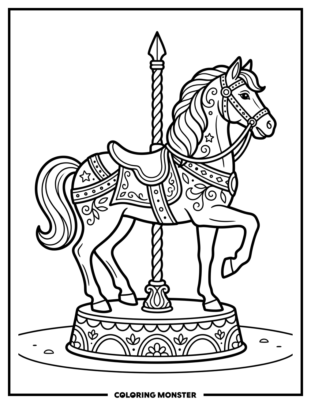 Ornate Carousel Horse Coloring Page
