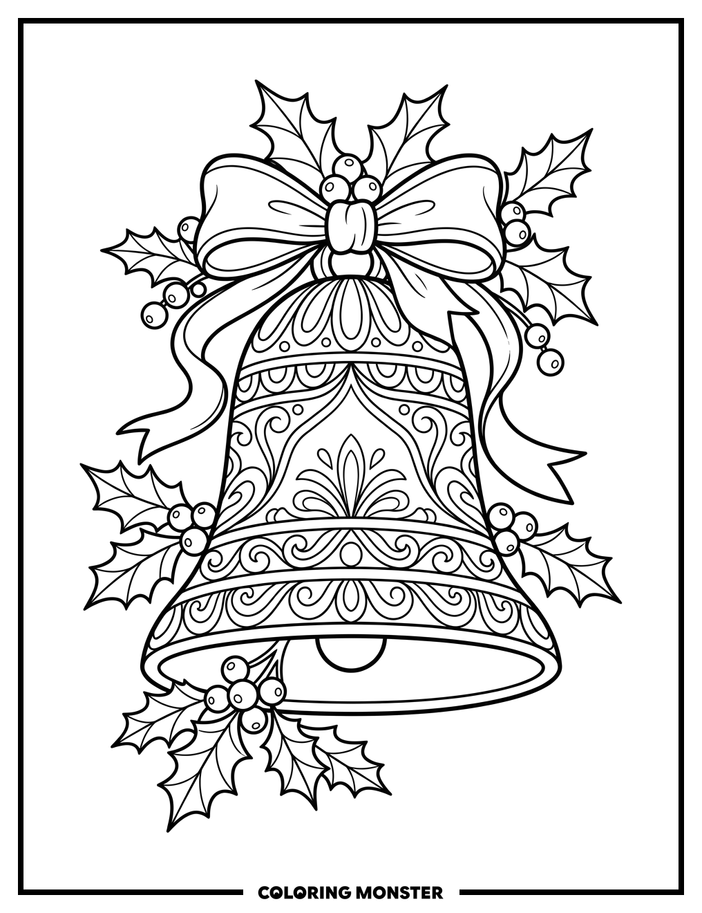Ornate Christmas Bell with Holly