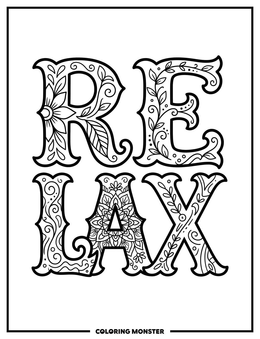 Ornate Decorative Word Art Coloring Page