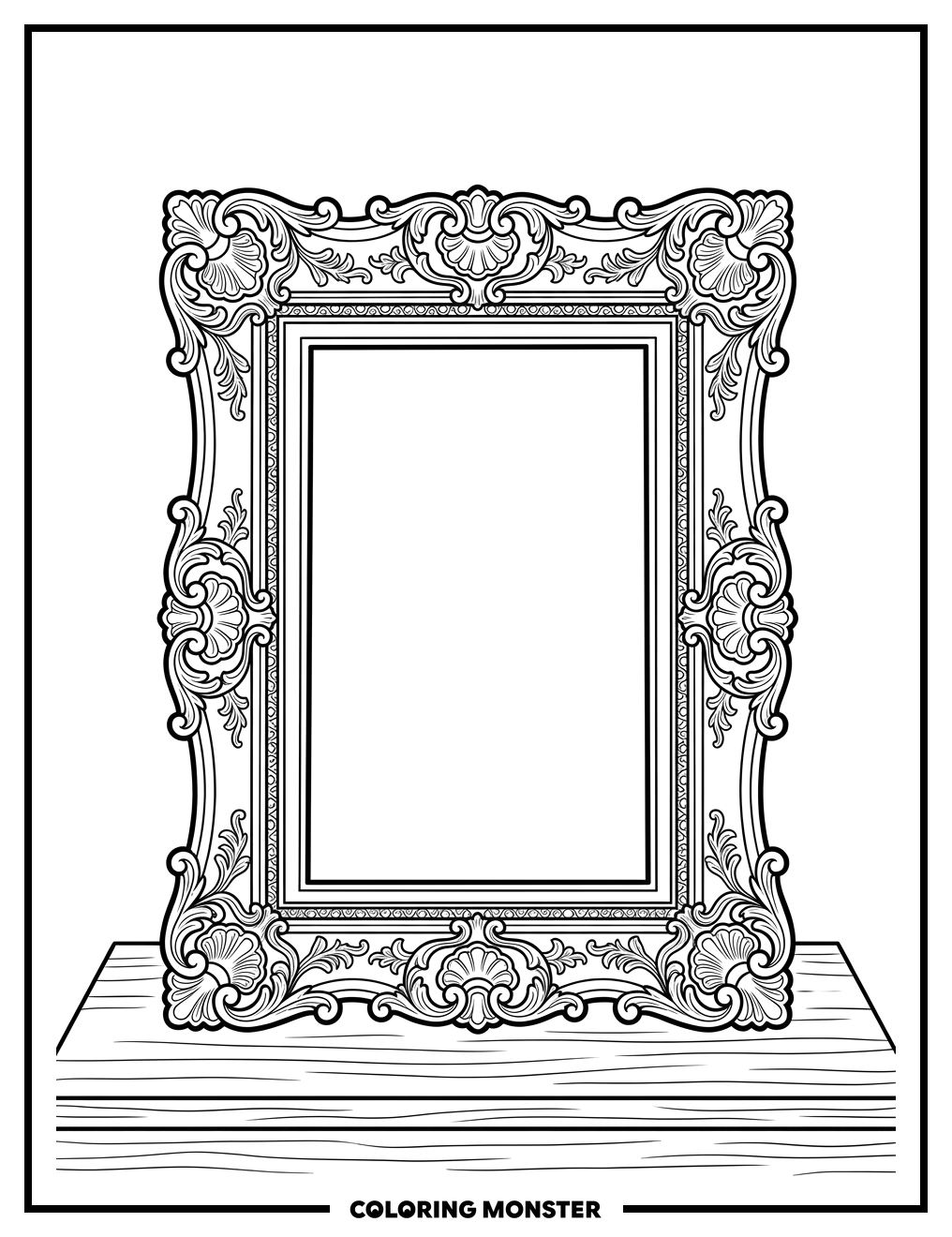 Ornate Empty Picture Frame Coloring Page