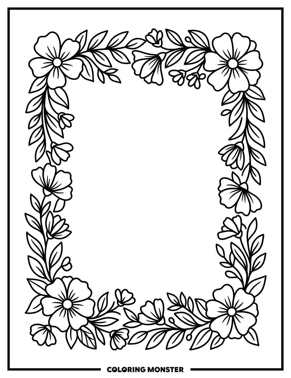 Ornate Floral Frame Coloring Page Coloring Page