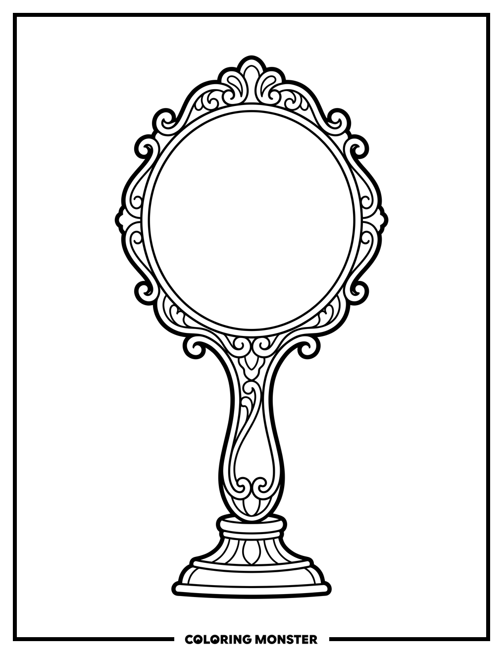 Ornate Hand Mirror Coloring Page