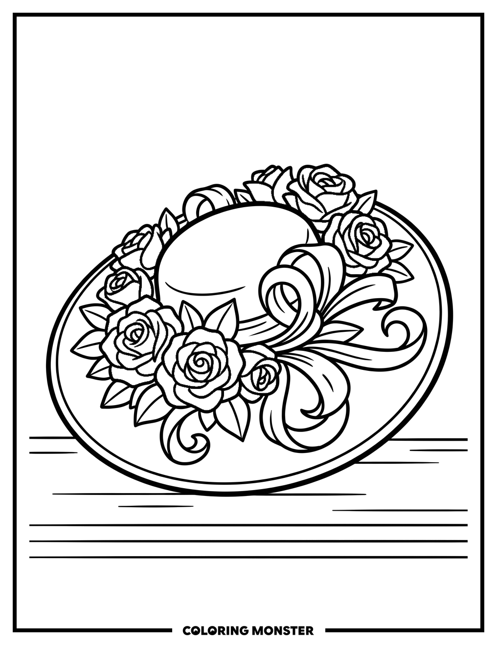Ornate Kentucky Derby Hat Coloring Page