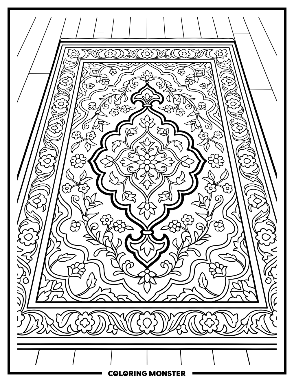 Ornate Persian Carpet Design Coloring Page