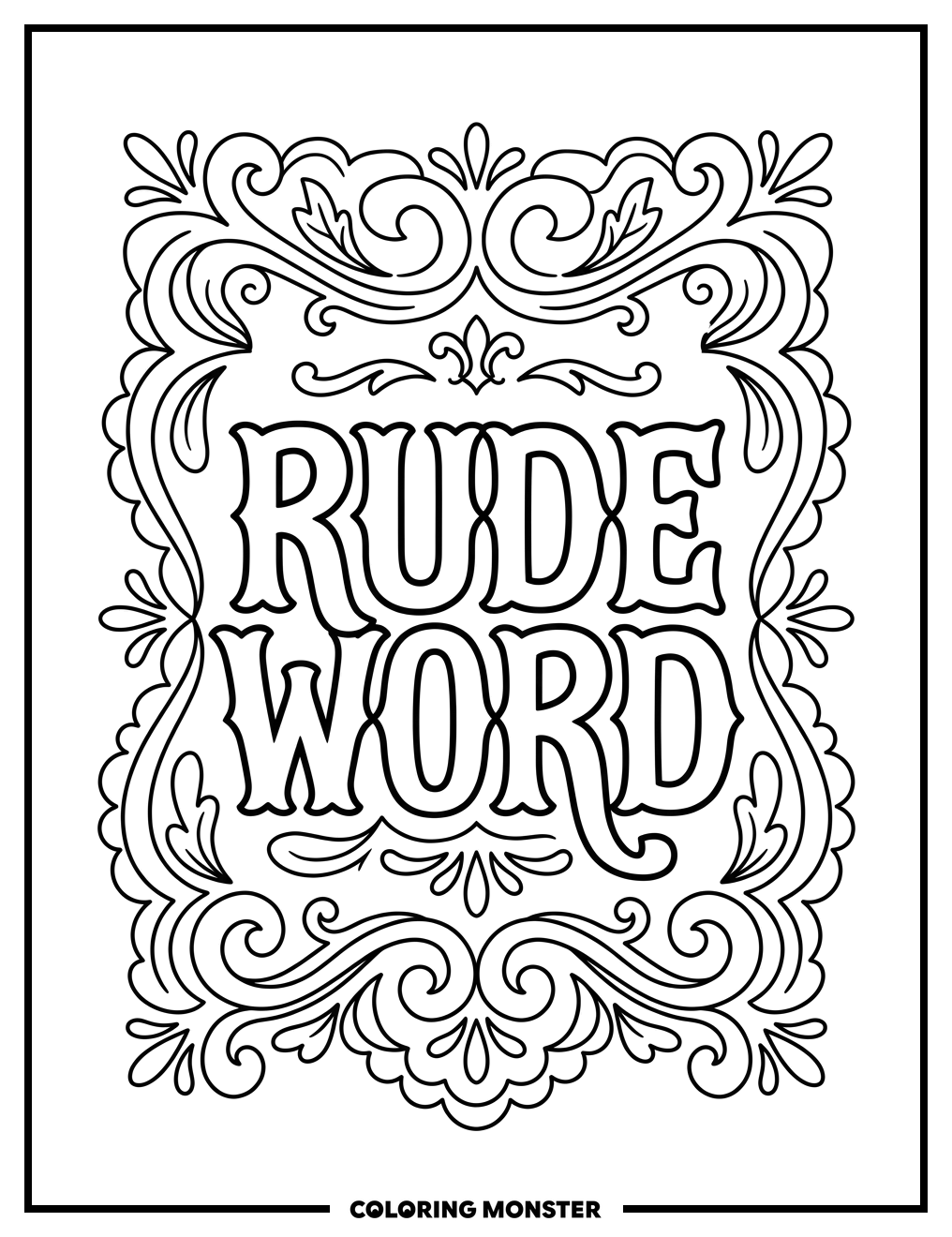 Ornate Word Frame Coloring Page