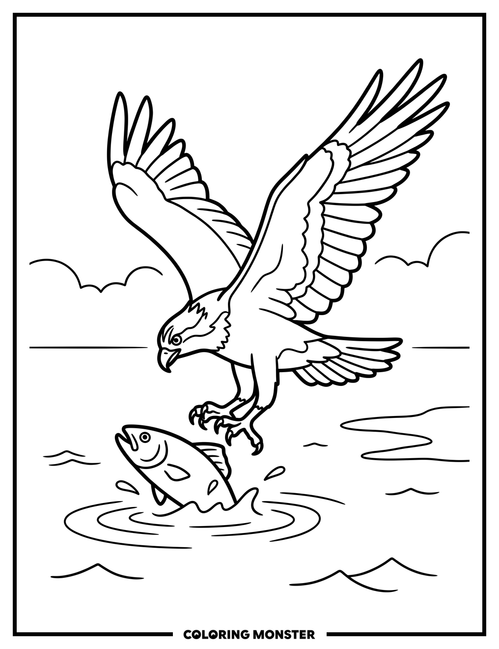 Osprey Diving for Fish Coloring Page