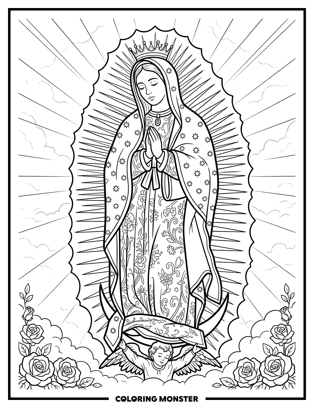 Our Lady of Guadalupe in Prayer Coloring Page