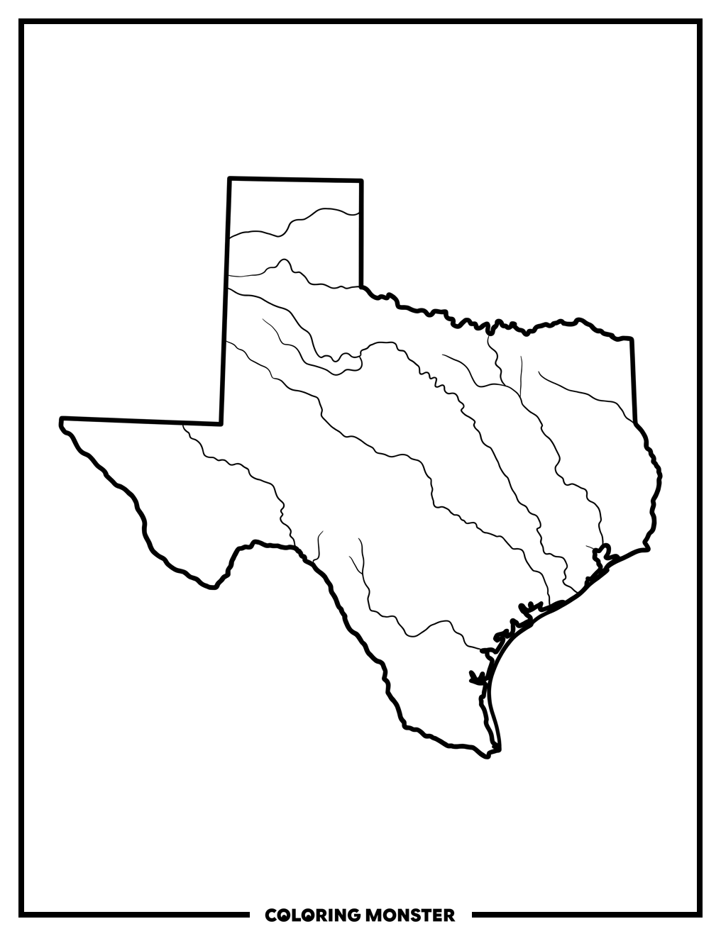 Outline Of Texas Coloring Page