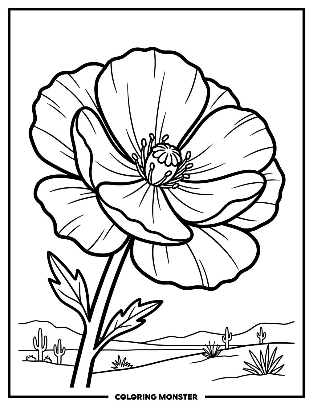 Oversized Desert Bloom Coloring Page
