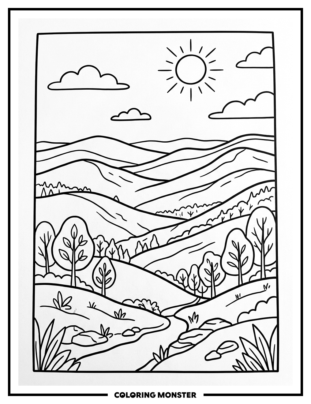 Ozark Mountains Vista Coloring Page