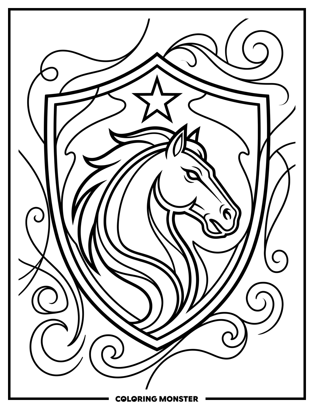 Pacers Horse Head Shield Coloring Page