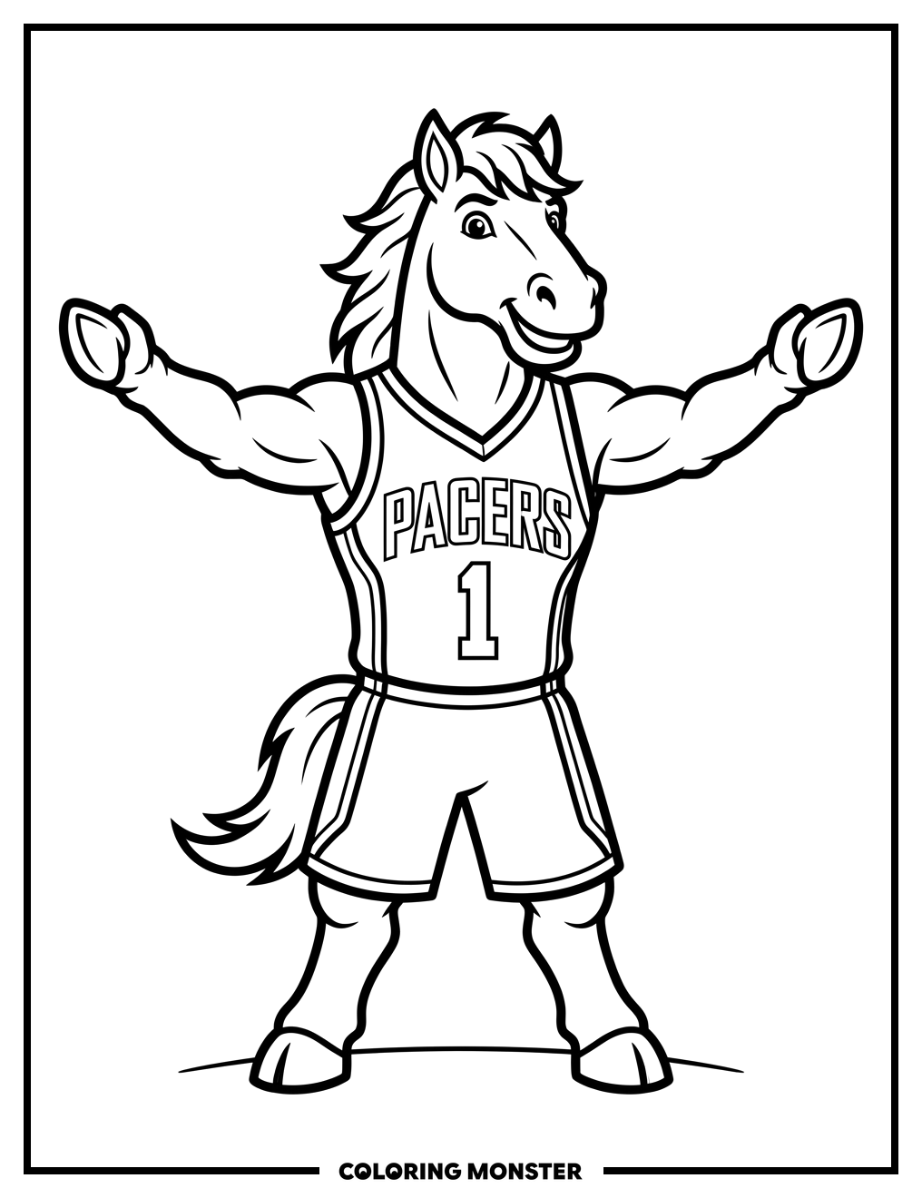 Pacers Mascot Blue Horse Coloring Page