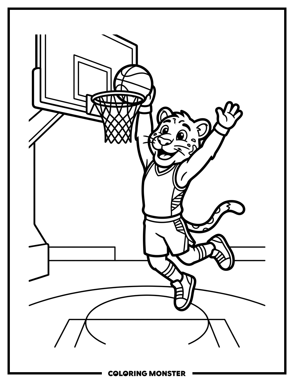 Pacers Mascot Slam Dunk Coloring Page