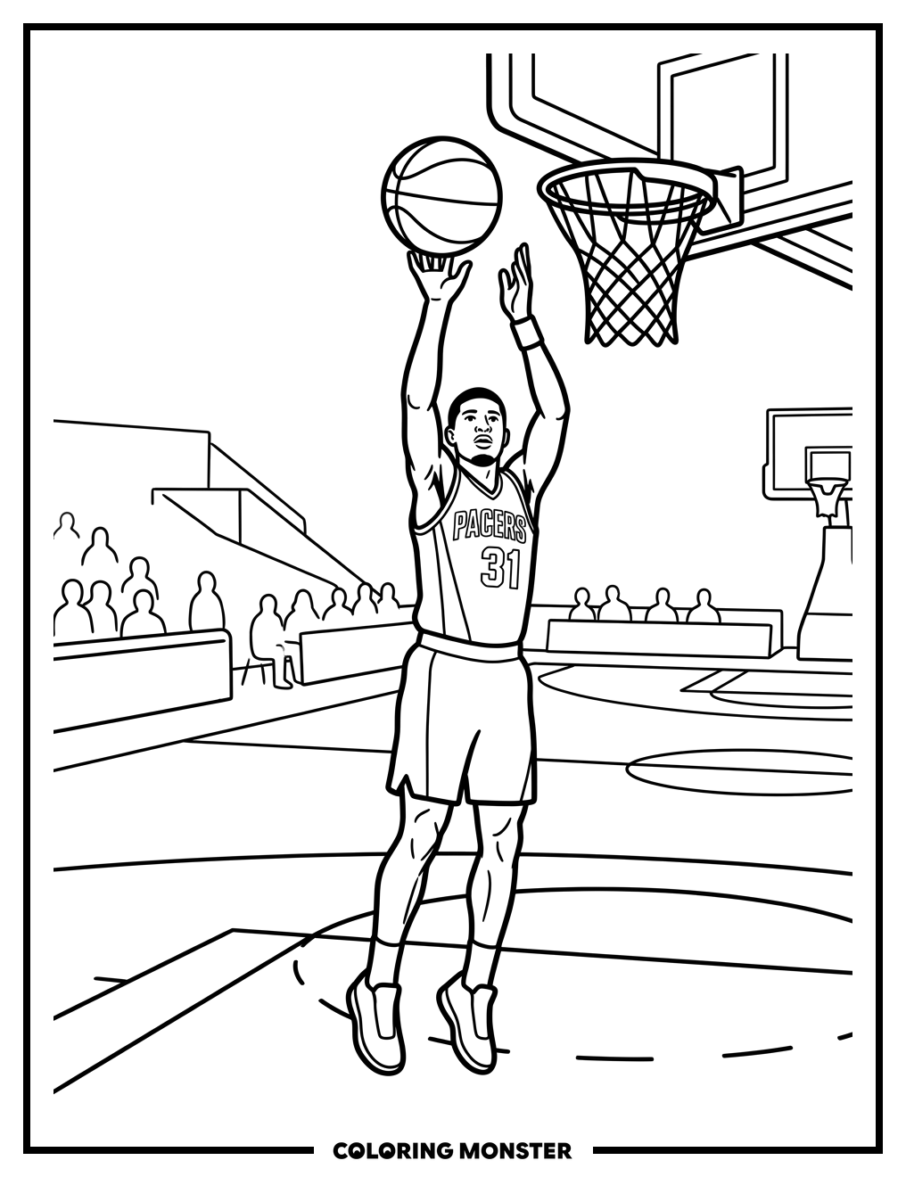 Pacers Player Shoots a Basketball Coloring Page
