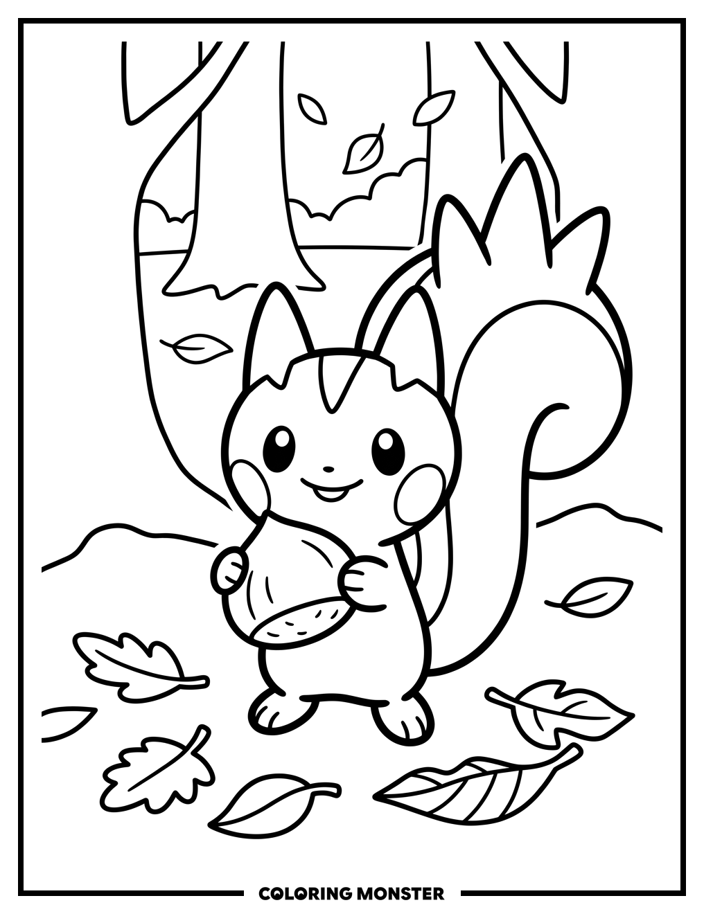 Pachirisu With a Chestnut Coloring Page