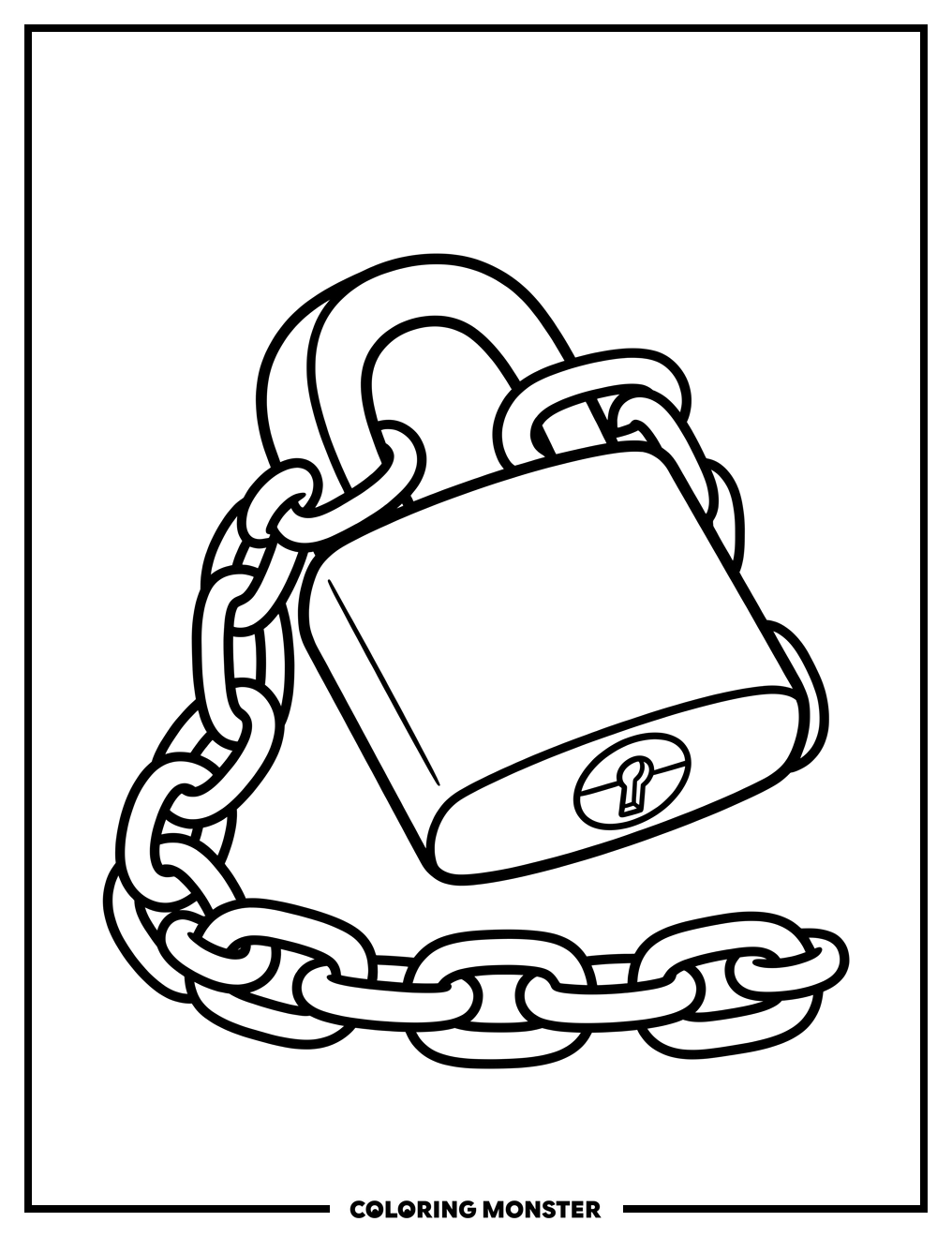 Padlock and Chain Coloring Page