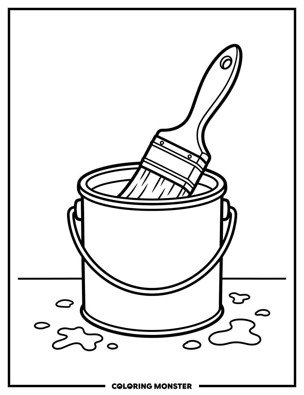 Paintbrush and Paint Pot Coloring Page
