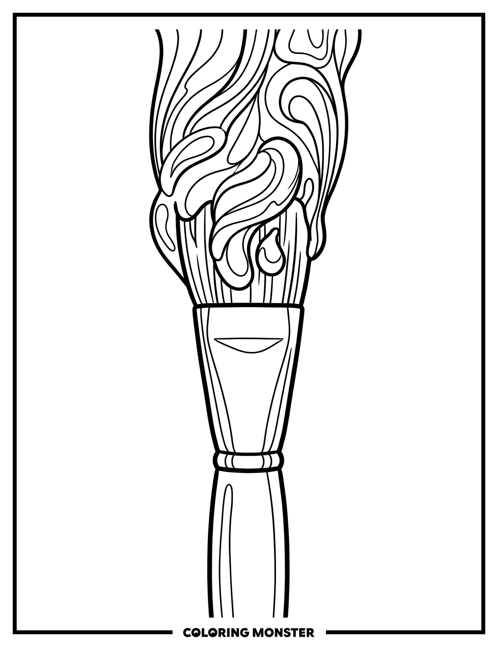 Paintbrush With Swirling Oil Paints Coloring Page