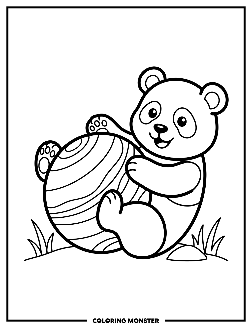 Panda Cub Plays With Ball Coloring Page