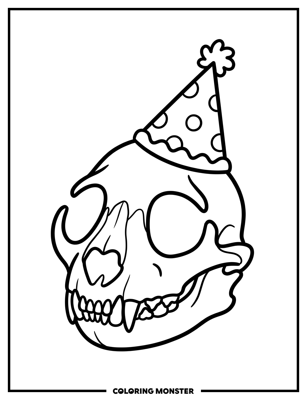 Panda Skull With Party Hat Coloring Page