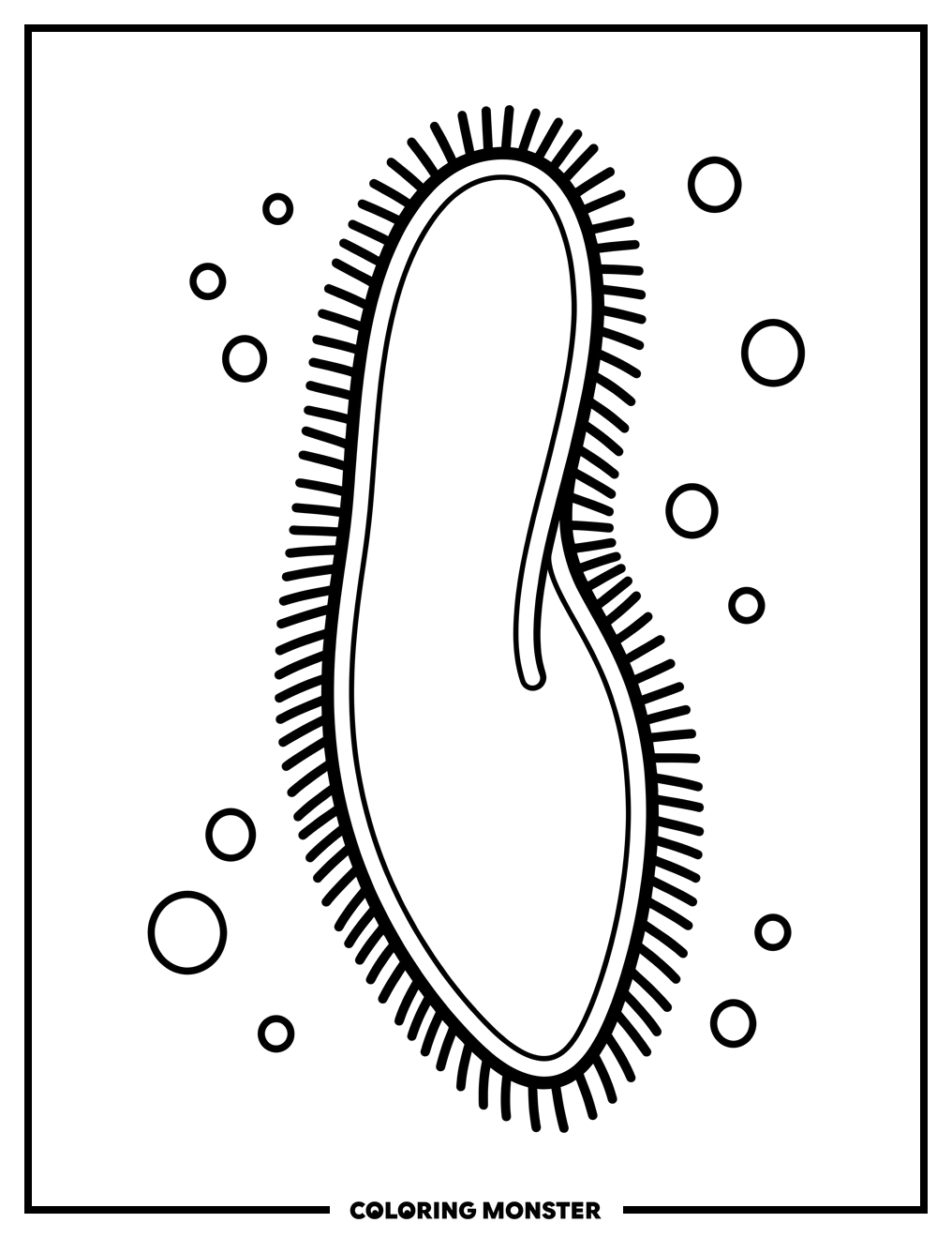 Paramecium Swimming in Water Coloring Page
