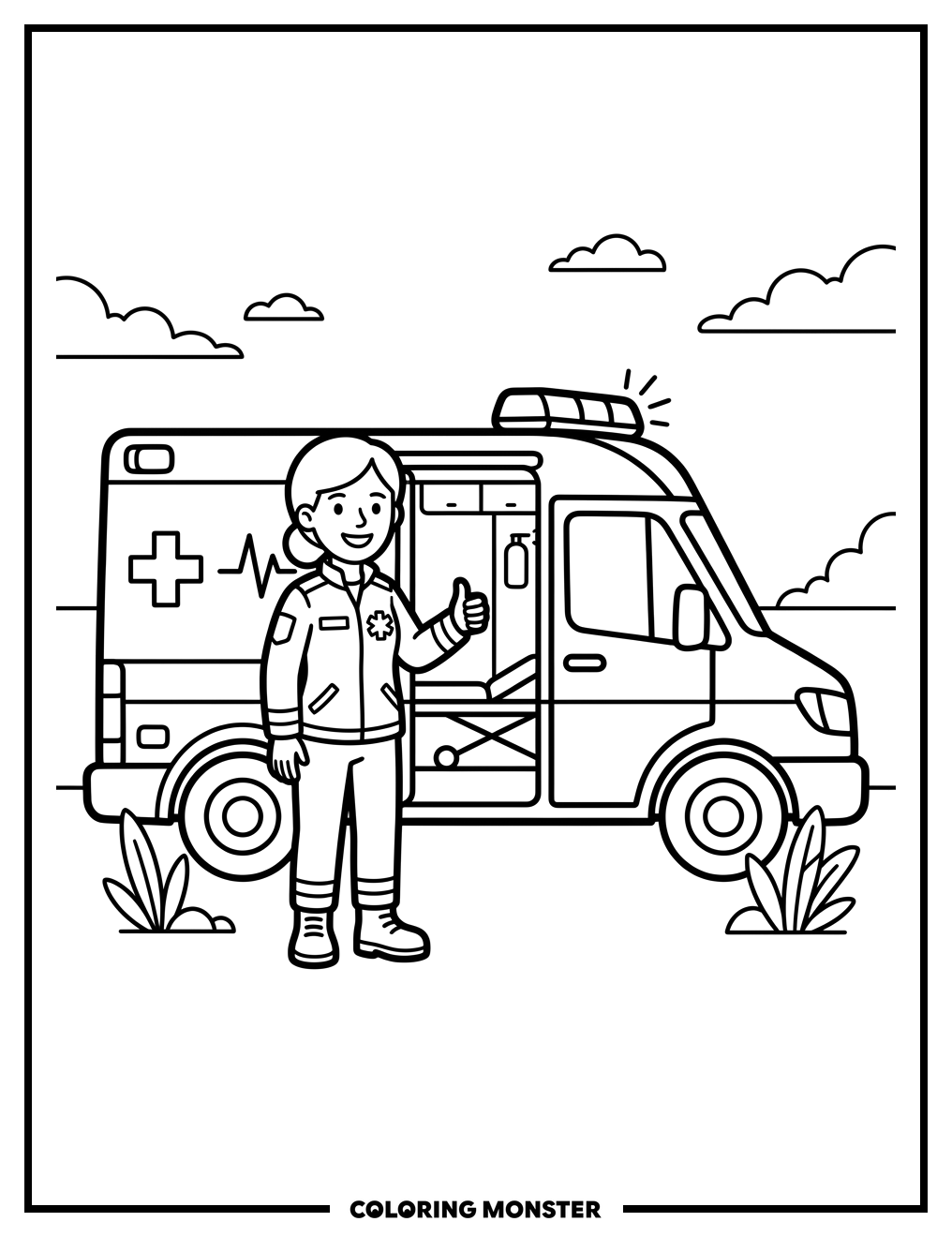 Paramedic Giving Thumbs Up Coloring Page