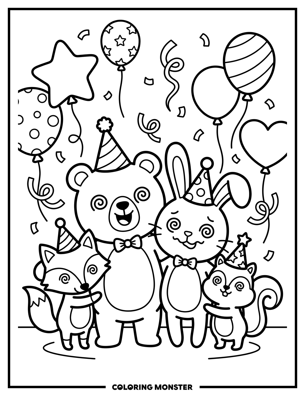 Party Animals Celebration Coloring Page
