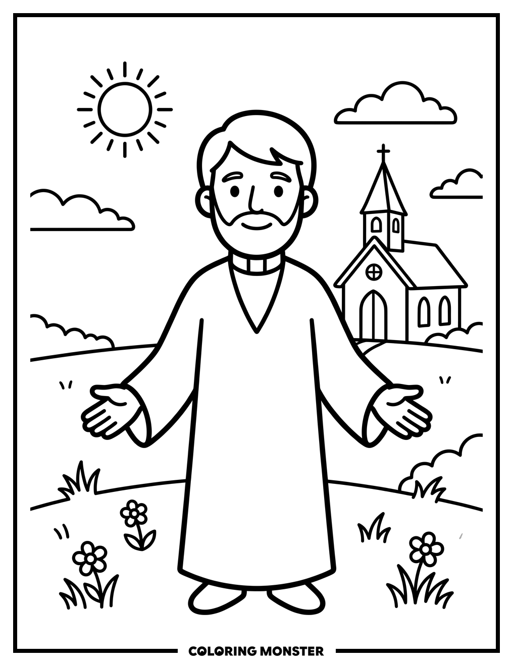 Pastor Offering a Blessing Coloring Page