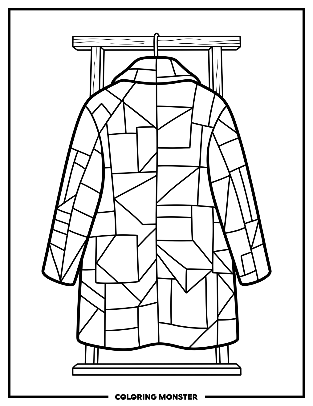 Patchwork Coat on Stand Coloring Page