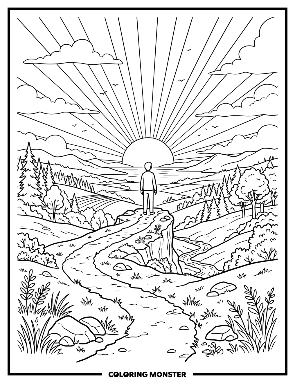 Path To A New Sunrise Coloring Page