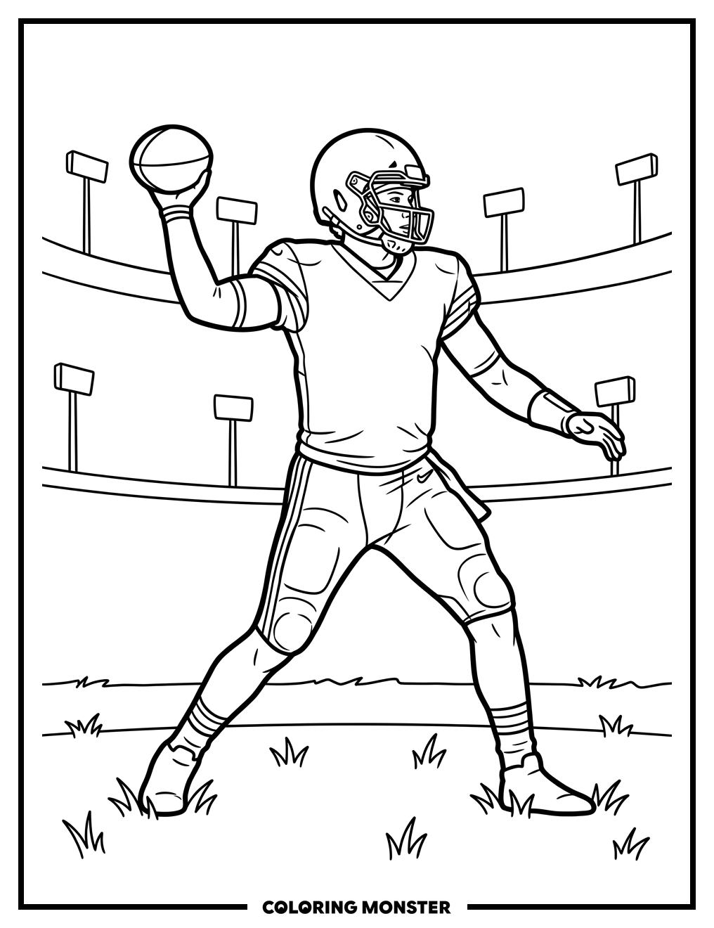 Patrick Mahomes Throwing a Football Coloring Page
