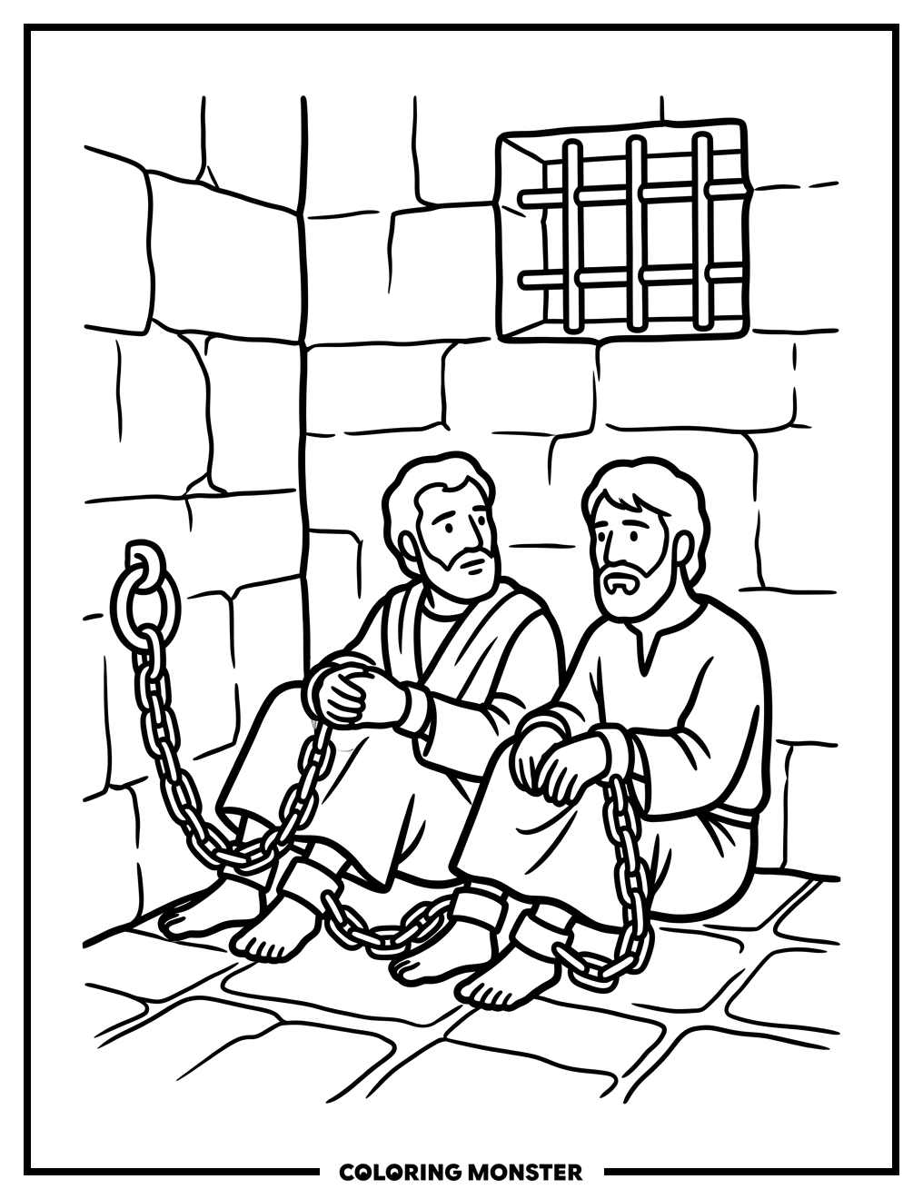 Paul and Silas in Prison Coloring Page