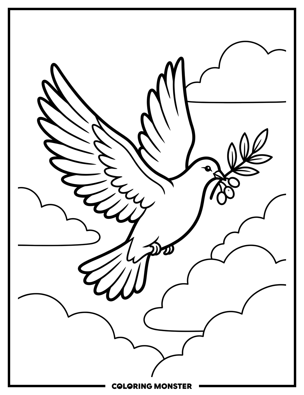 Peace Dove Soaring Coloring Page
