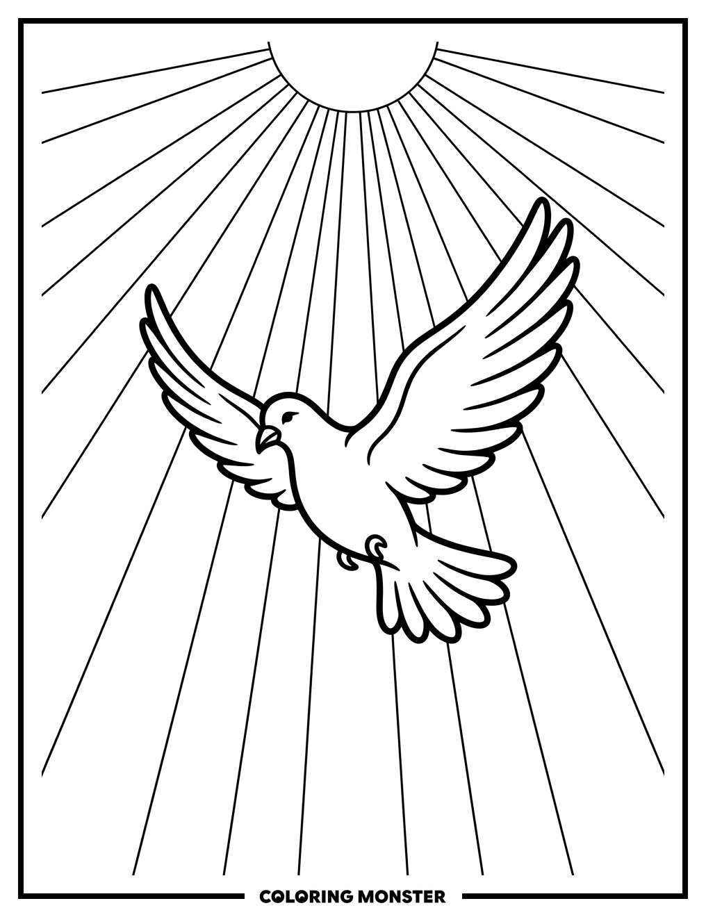 Peaceful Dove Descending Coloring Page