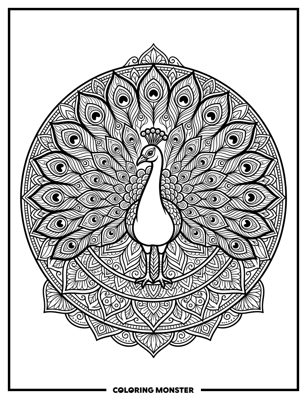 Peacock Mandala Coloring Page