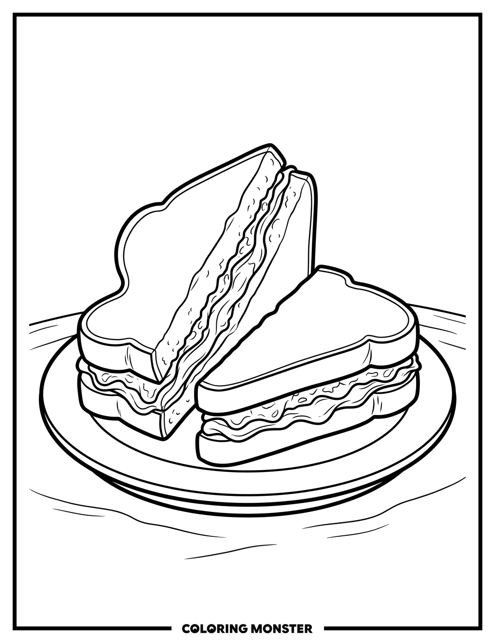 Peanut Butter and Jelly Sandwich Coloring Page
