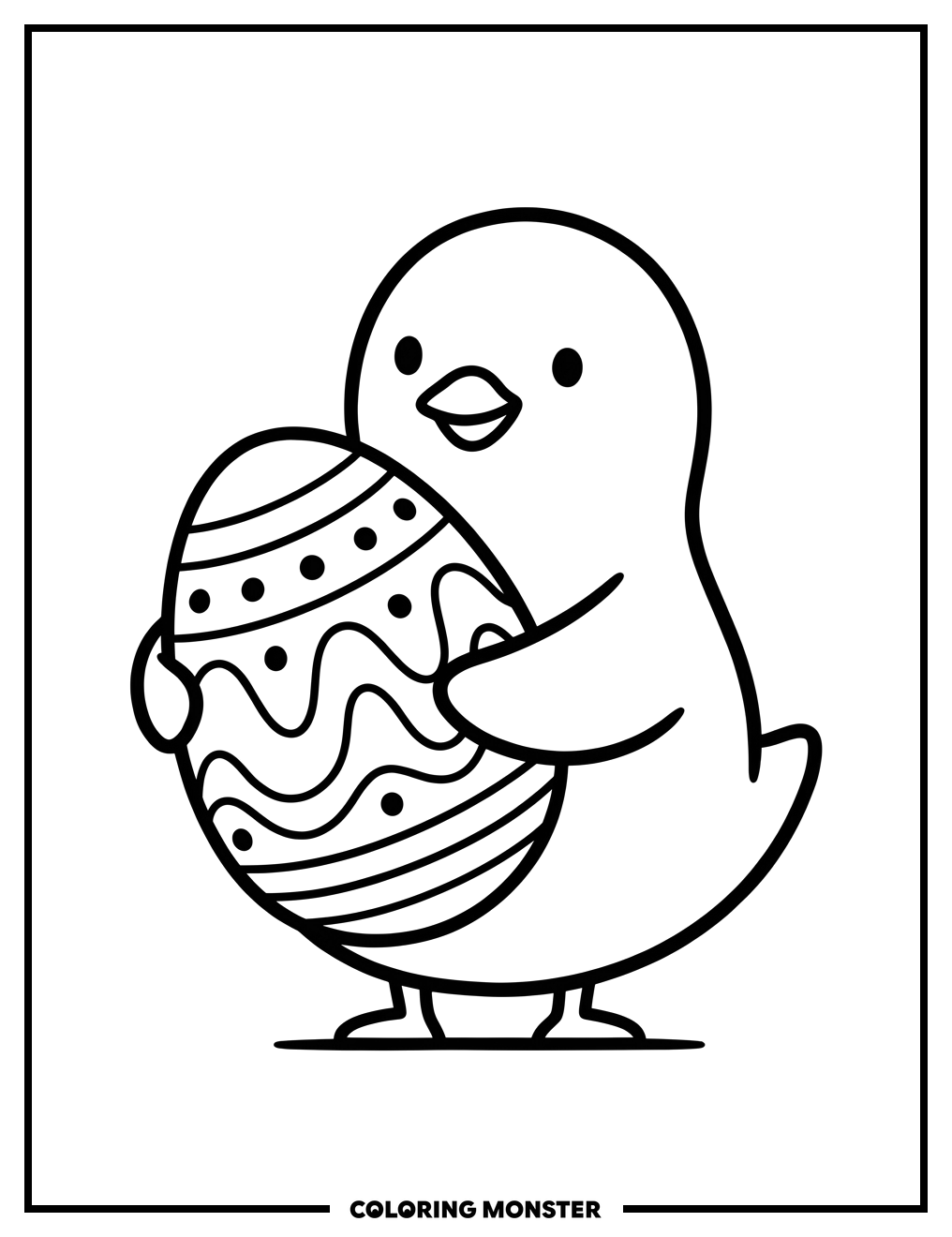 Peep Bird With Easter Egg Coloring Page